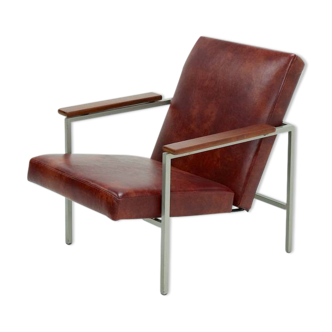 Adjustable armchair in Dutch design leather 1960