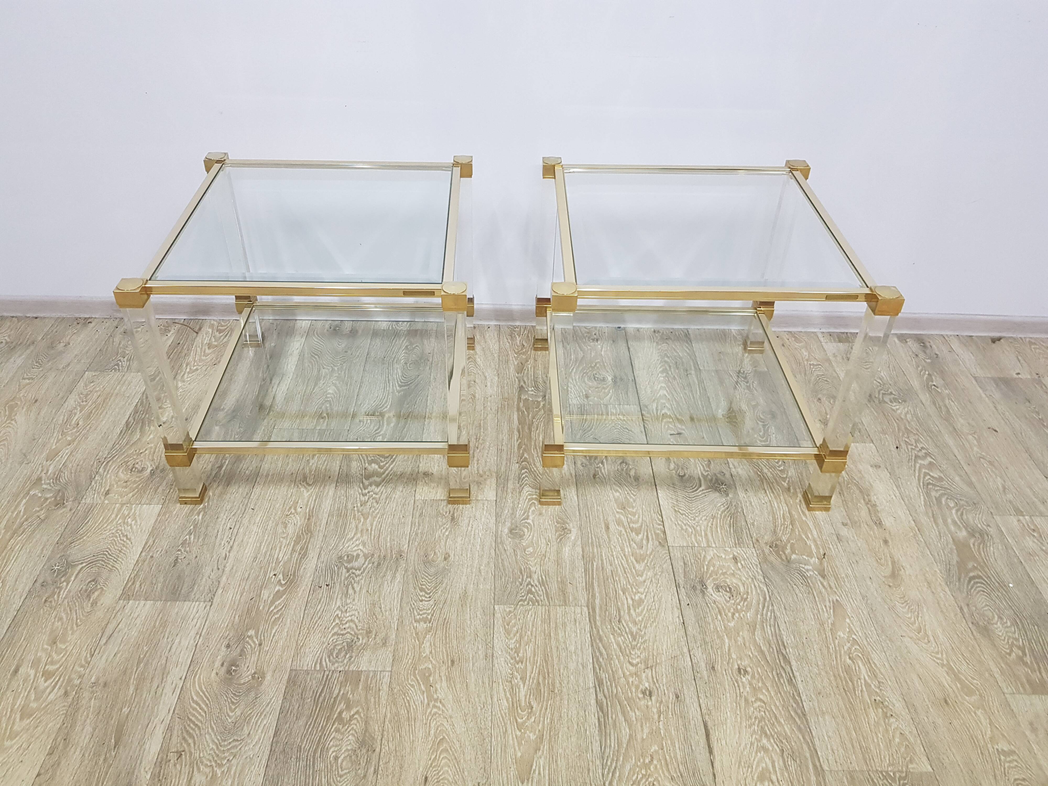 A pair of Hollywood Regency tables, designed by P. Vandel, Paris, 1970s.