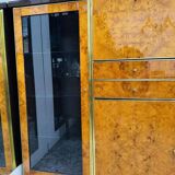 High Sideboard in Radica and Gilded Metal, 1970s