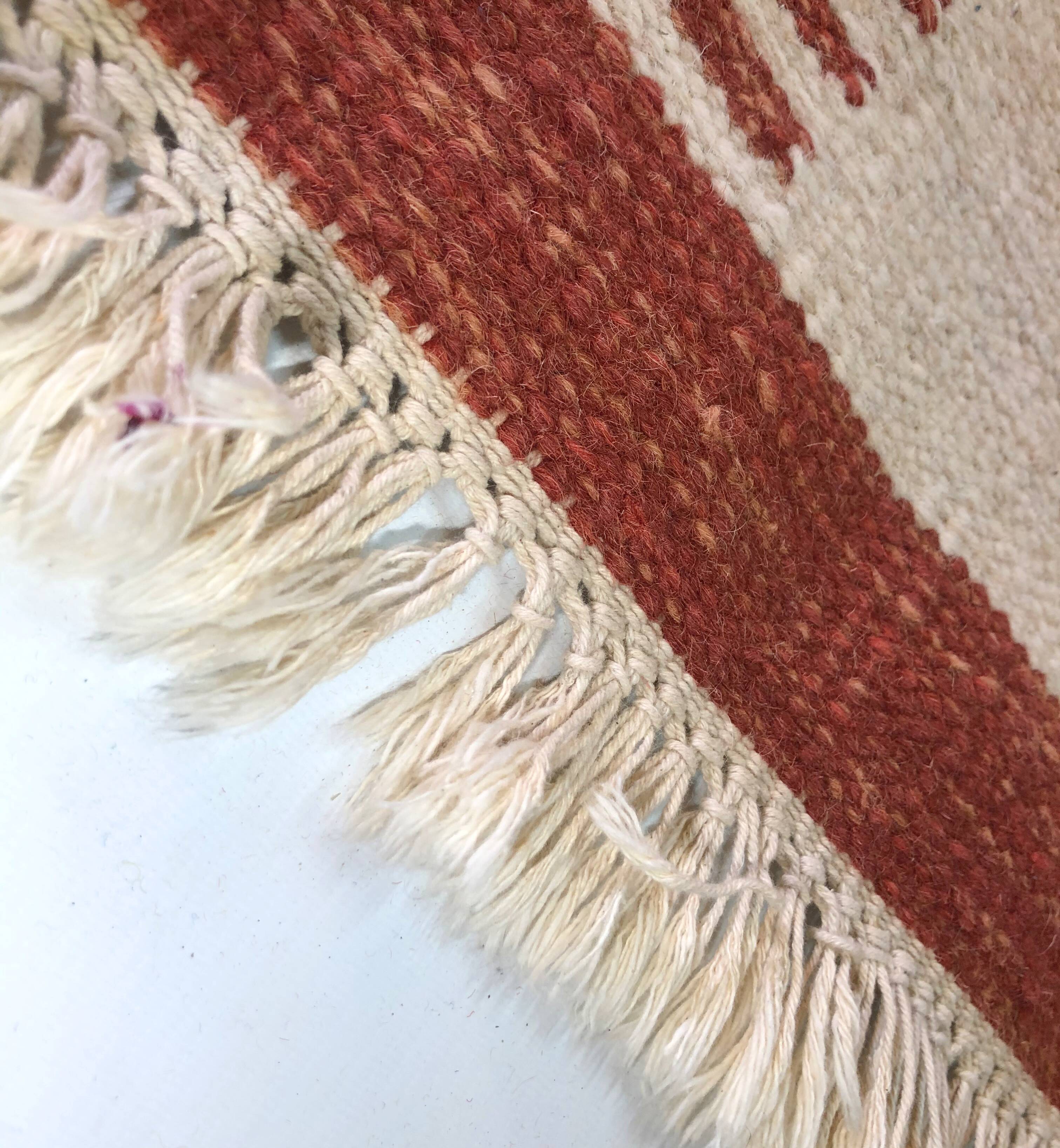 Vintage swedish flat weave Röllakan floral rug 1960s handmade, wool