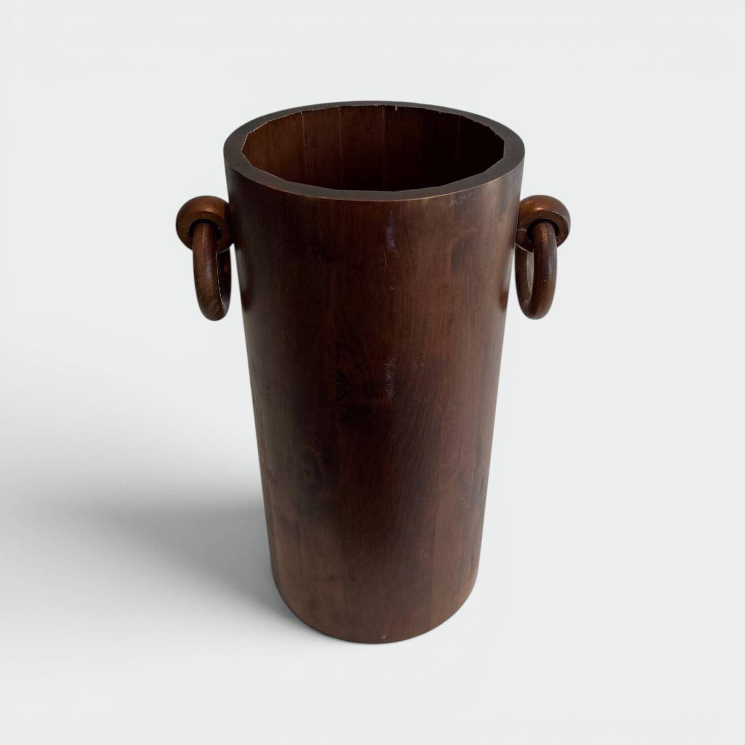 Brutalist Umbrella Stand in Solid Wood, France, circa 1950