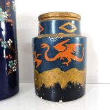 Two small vases, one with dragons and one scroll with peacock