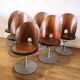 Set of 6 wooden swivel chairs