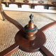 Important central pedestal table in mahogany, brass and bronze that can form a large dining table.