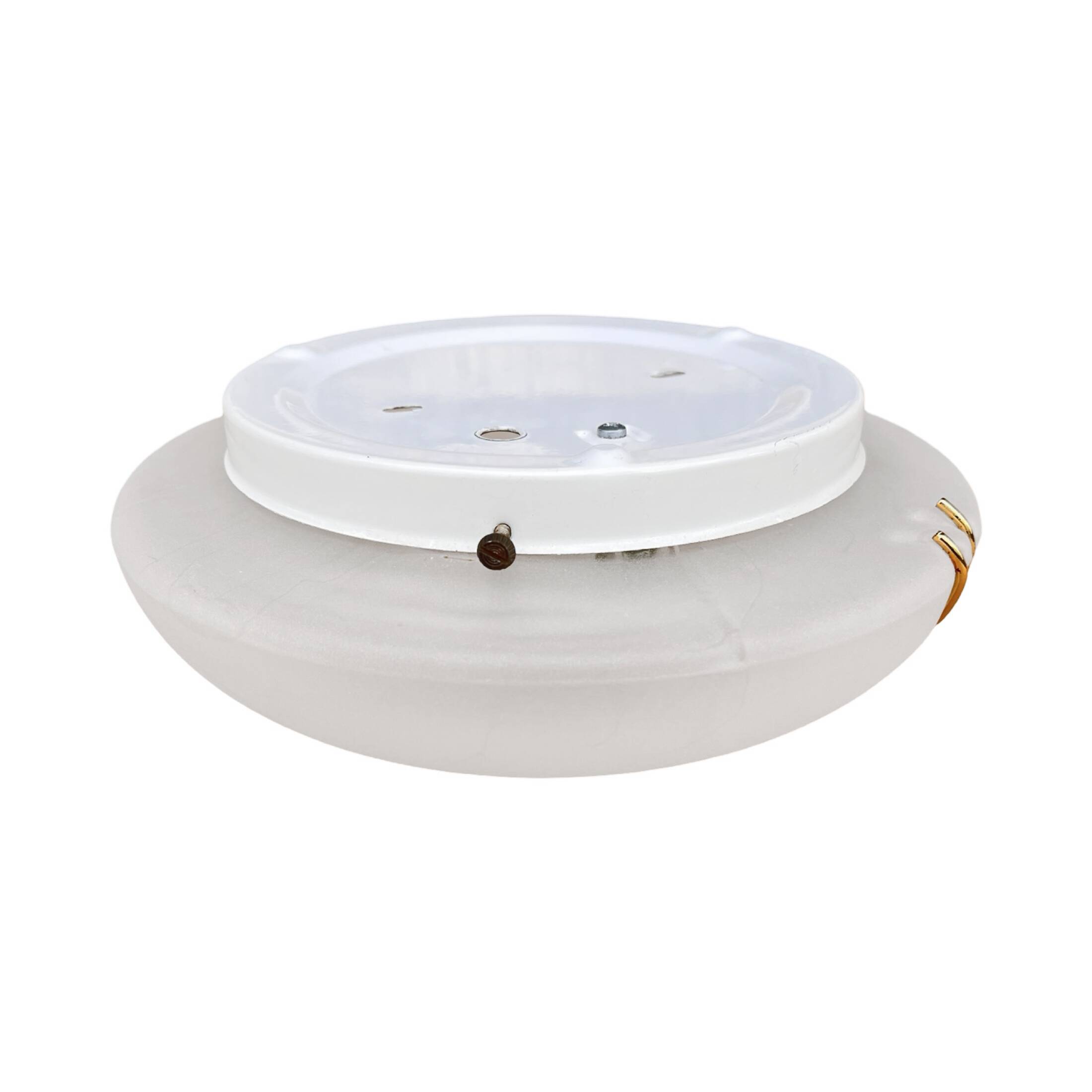 Hollywood Regency Metal-Lux Glass Ceiling Light Italy 1980s