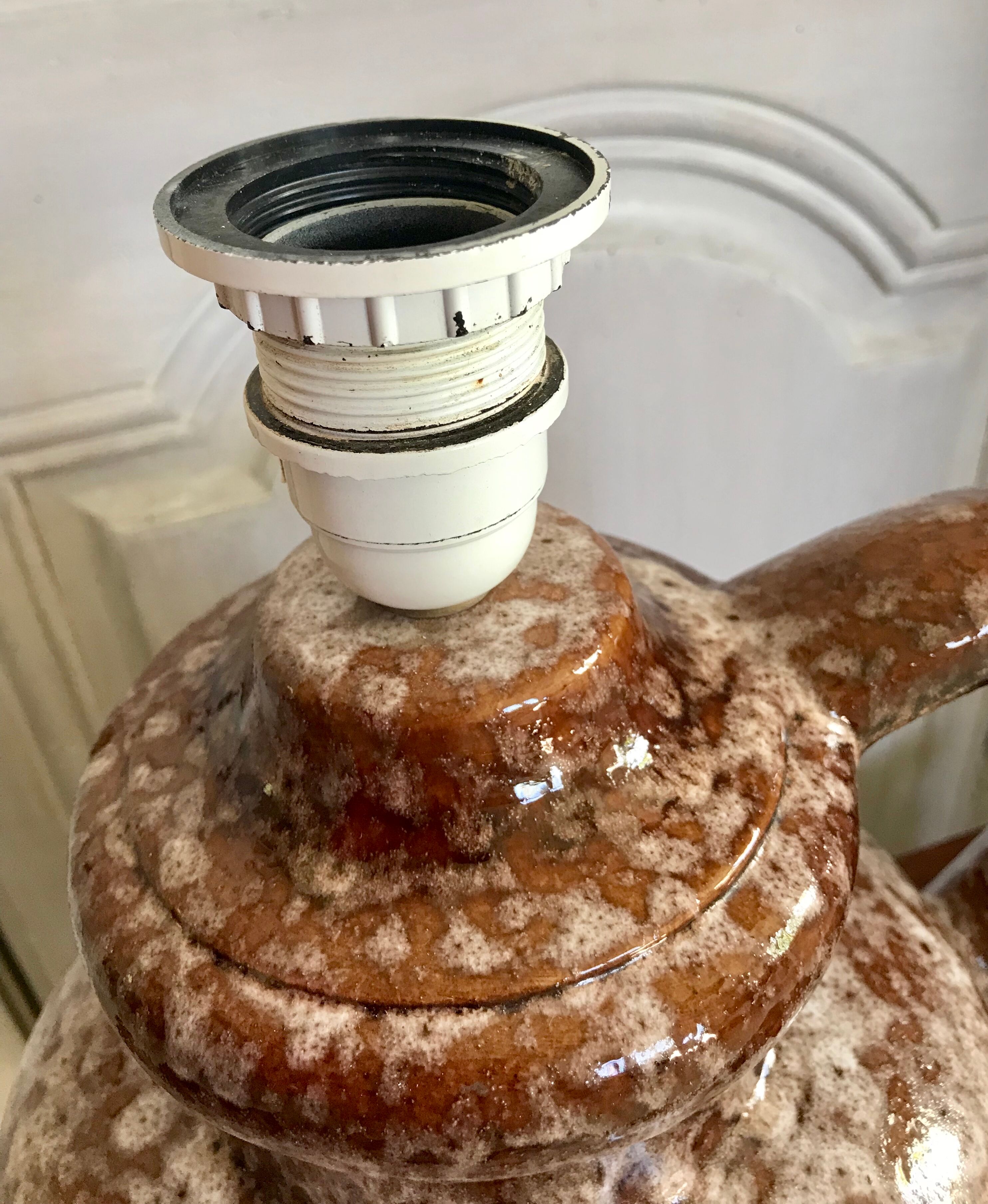 Vintage enamelled ceramic lamp