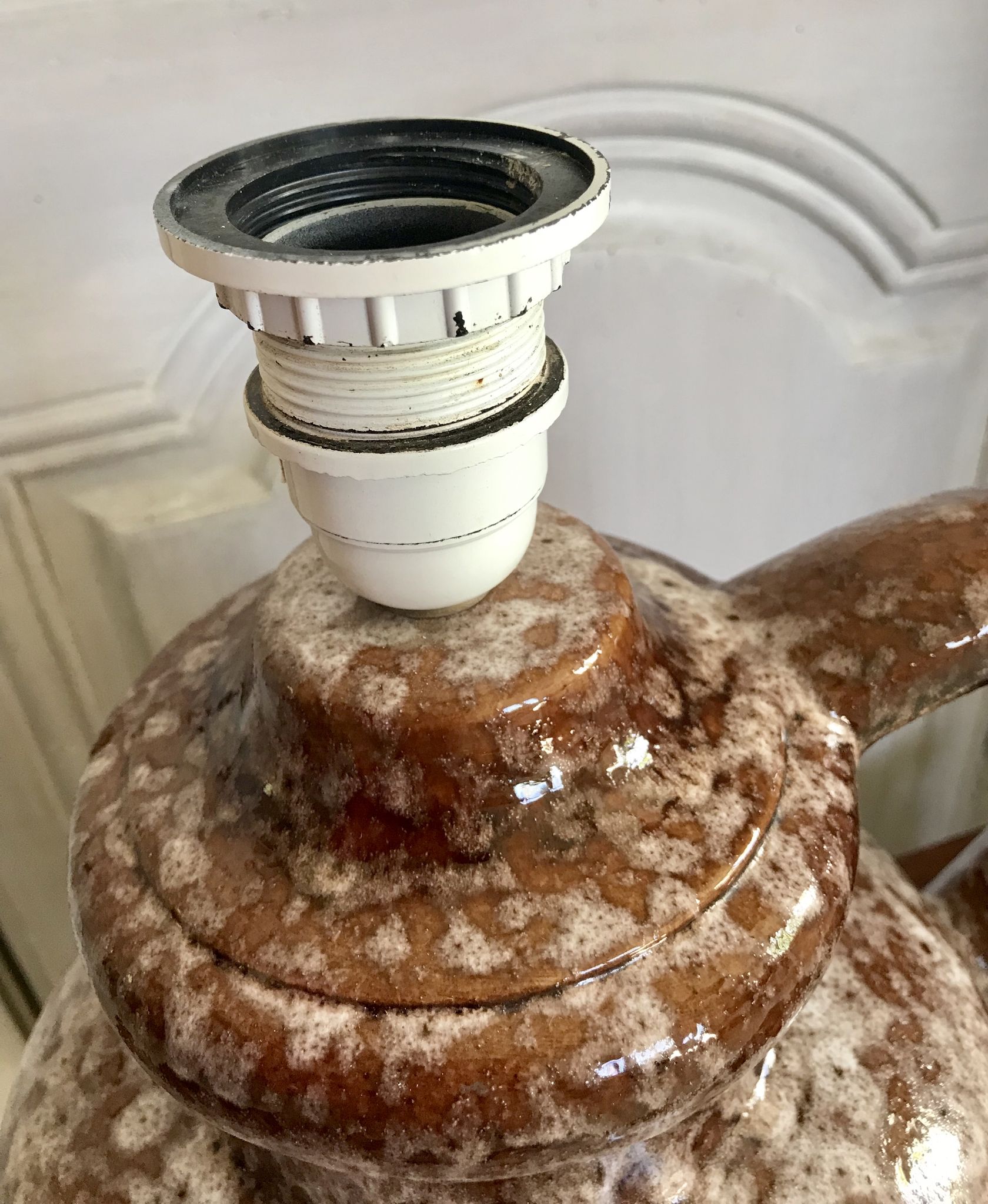 Vintage enamelled ceramic lamp