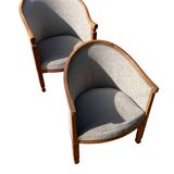 Complete living room set with chaise longue and 3 armchairs: Directoire or Empire style