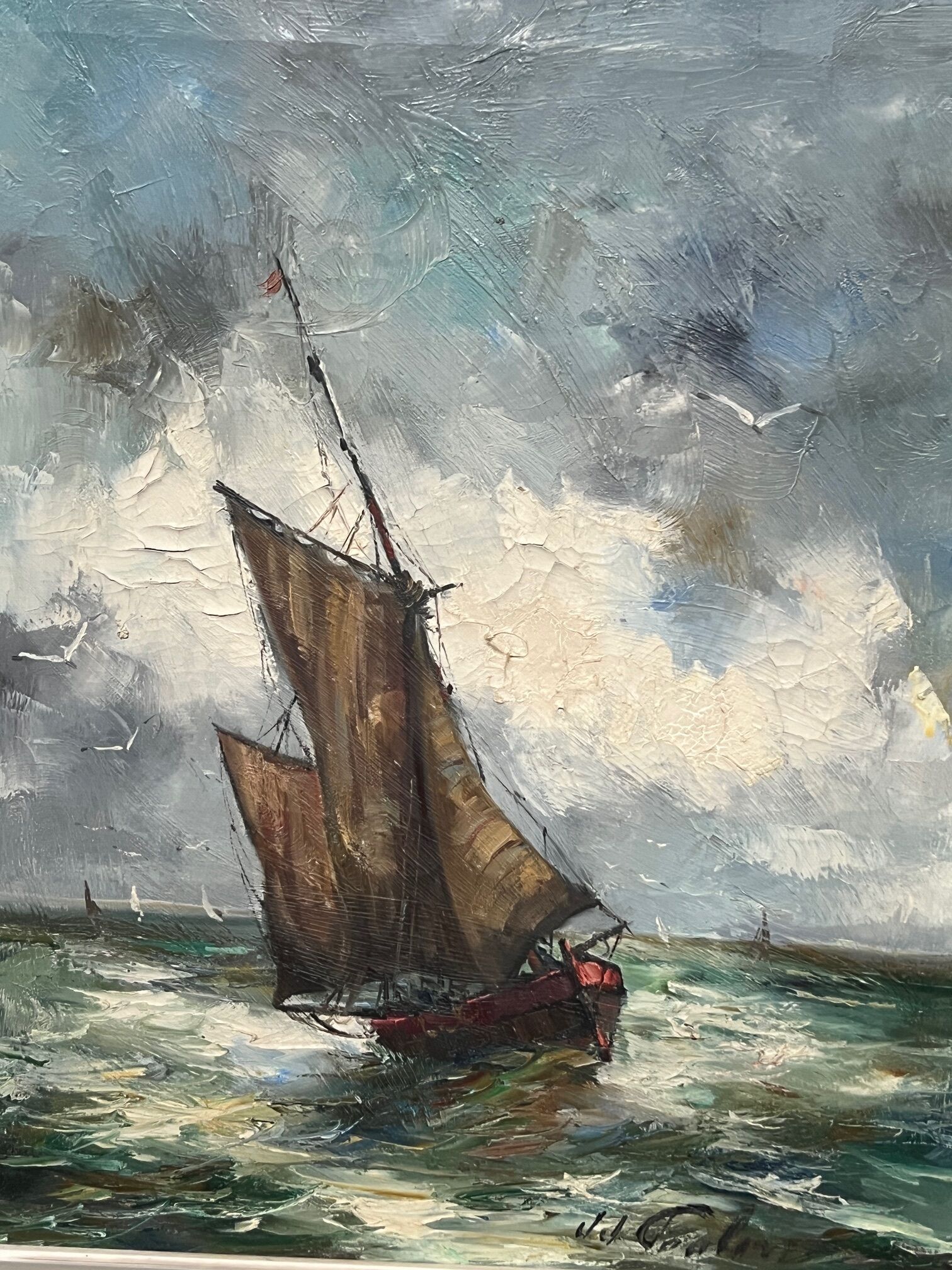 J.J. Coulon. "Marine Landscape." Oil on canvas.
