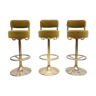 Set of 3 midcentury swedish vintage brass bar stools borje johanson