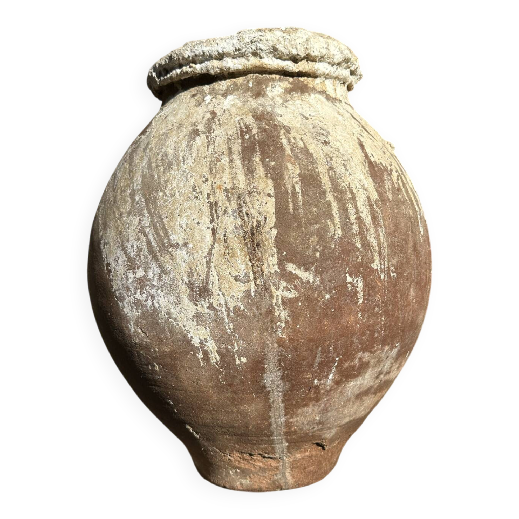 Ancient terracotta pottery jar from the 19th century.