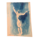 Monochrome blue watercolour table "Blue Lady" Dance, signed.