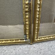 Antique brass fireplace screen from the 19th century by Bouhon Frères.