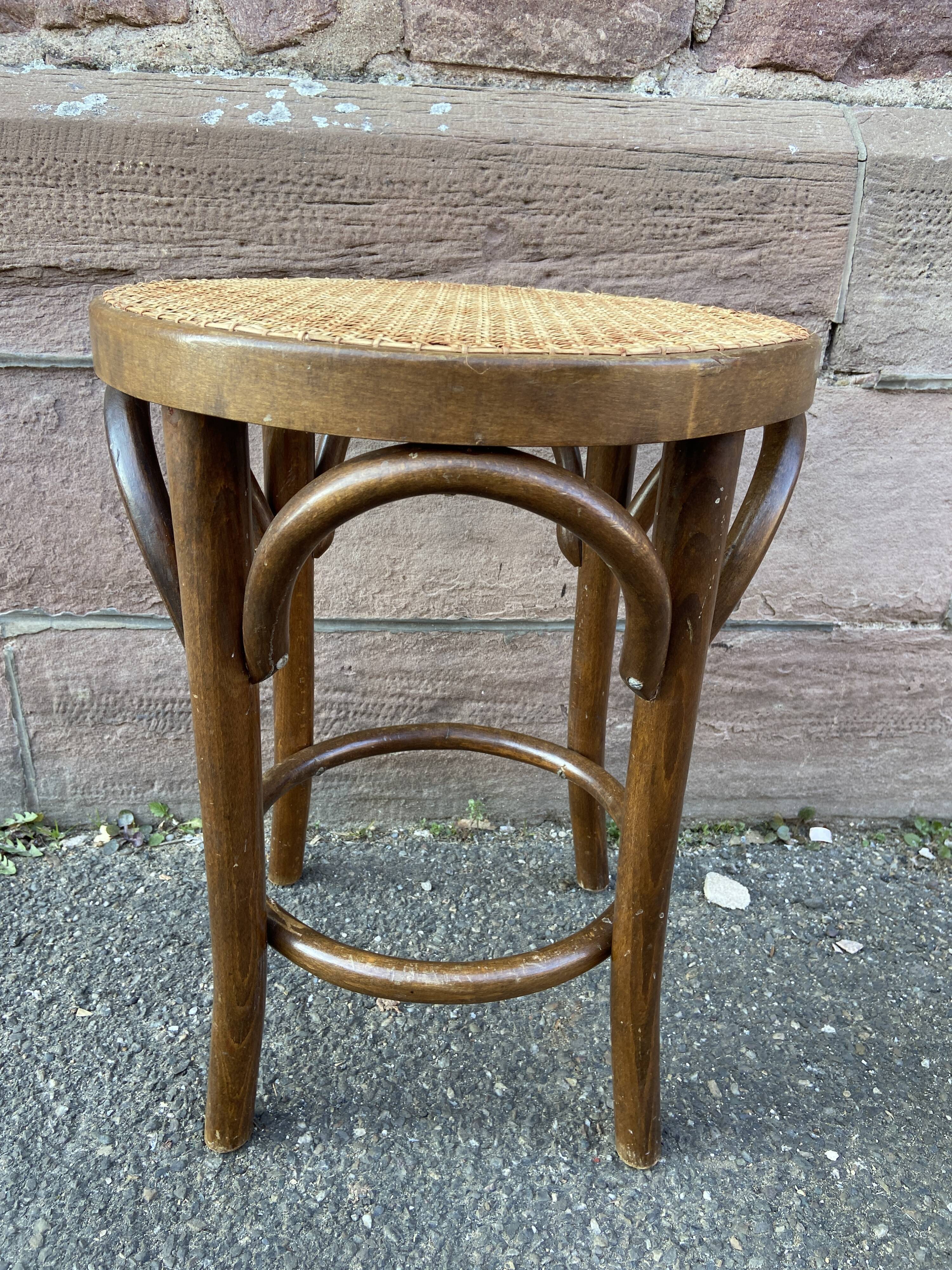Viennese curved wooden piano stool 1950