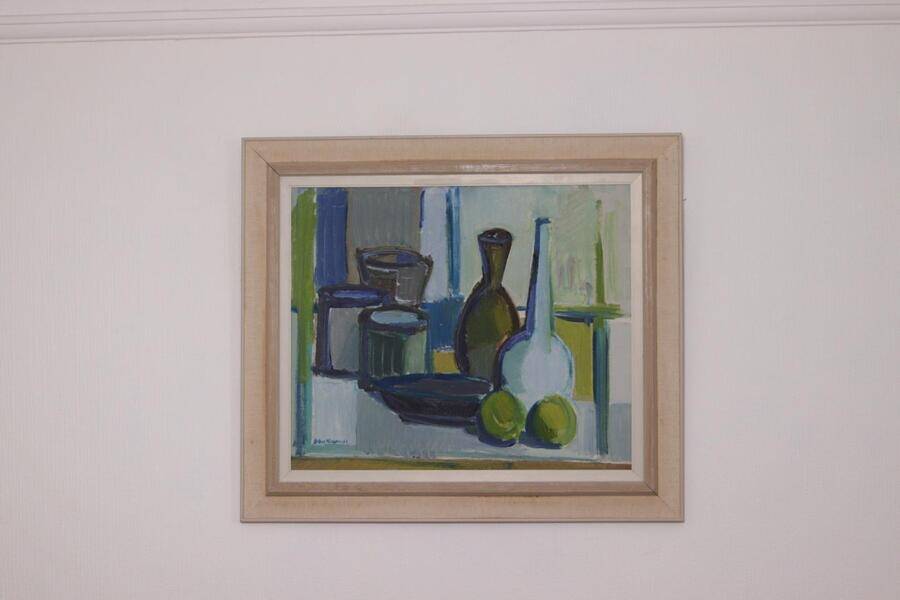 Original mid-century Swedish oil on canvas – “Still Life” by Arthur Nilsson – vintage & framed – 62 × 71 cm