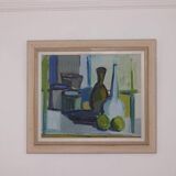 Original mid-century Swedish oil on canvas – “Still Life” by Arthur Nilsson – vintage & framed – 62 × 71 cm