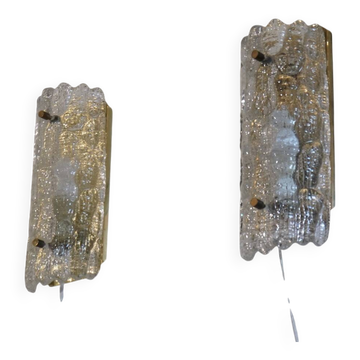 Paire d'appliques en cristal et laiton de Carl Fagerlund