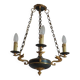 Vintage French Empire Swan Chandelier: Bronze Brass Toleware, C1950s