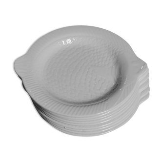 Set of 9 fish plates Sarreguemines