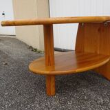Asymmetrical coffee table in vintage pine year 70