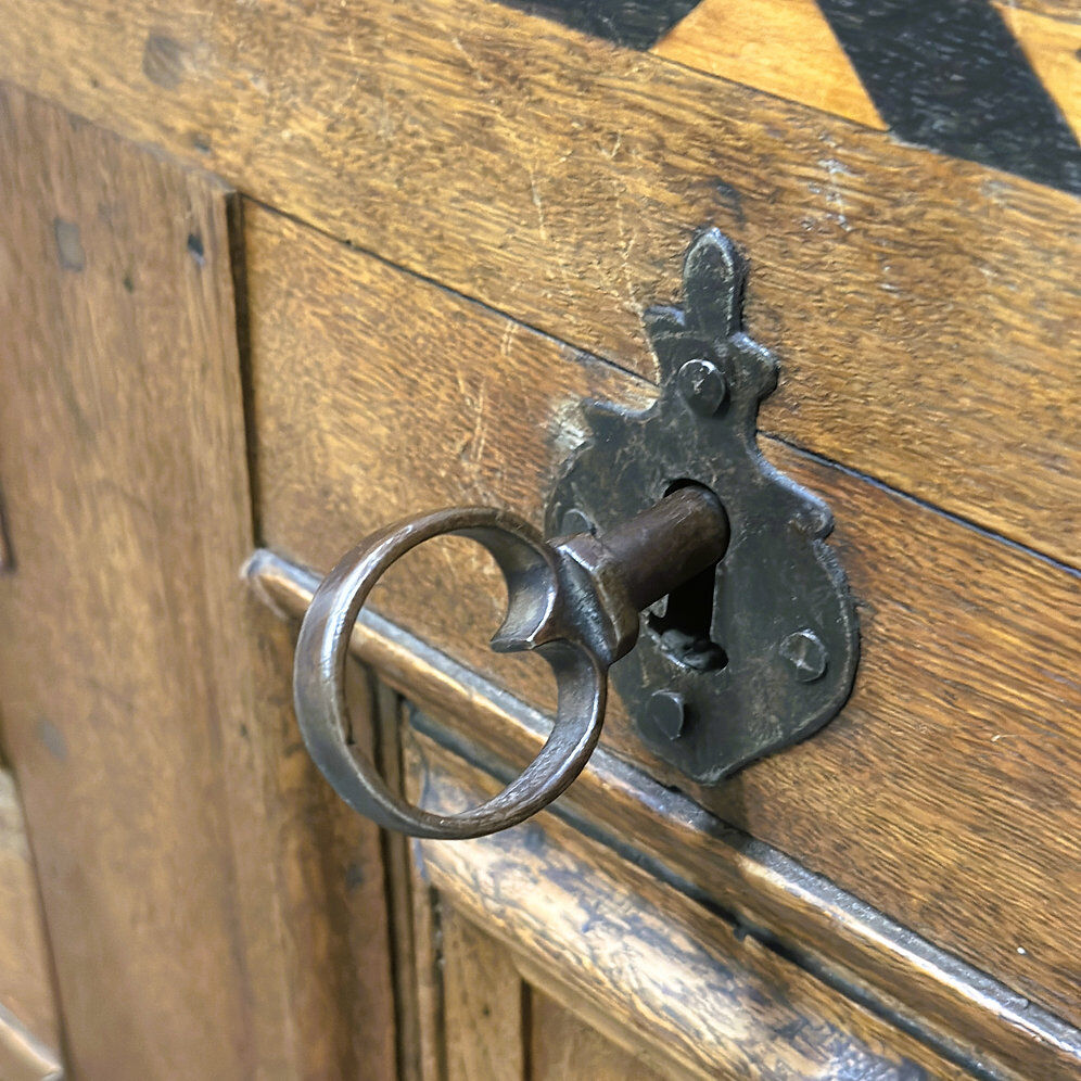 18th century German Baroque travel trunk – dated 1737 – with ebony inlay