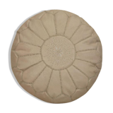 Moroccan pouf in beige leather