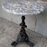 Pedestal table cast iron, marble top