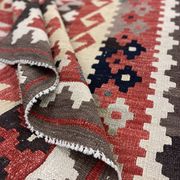 Handwoven Wool Kilim Rug, Modern Geometric Flatweave Carpet 180 x 119 cm