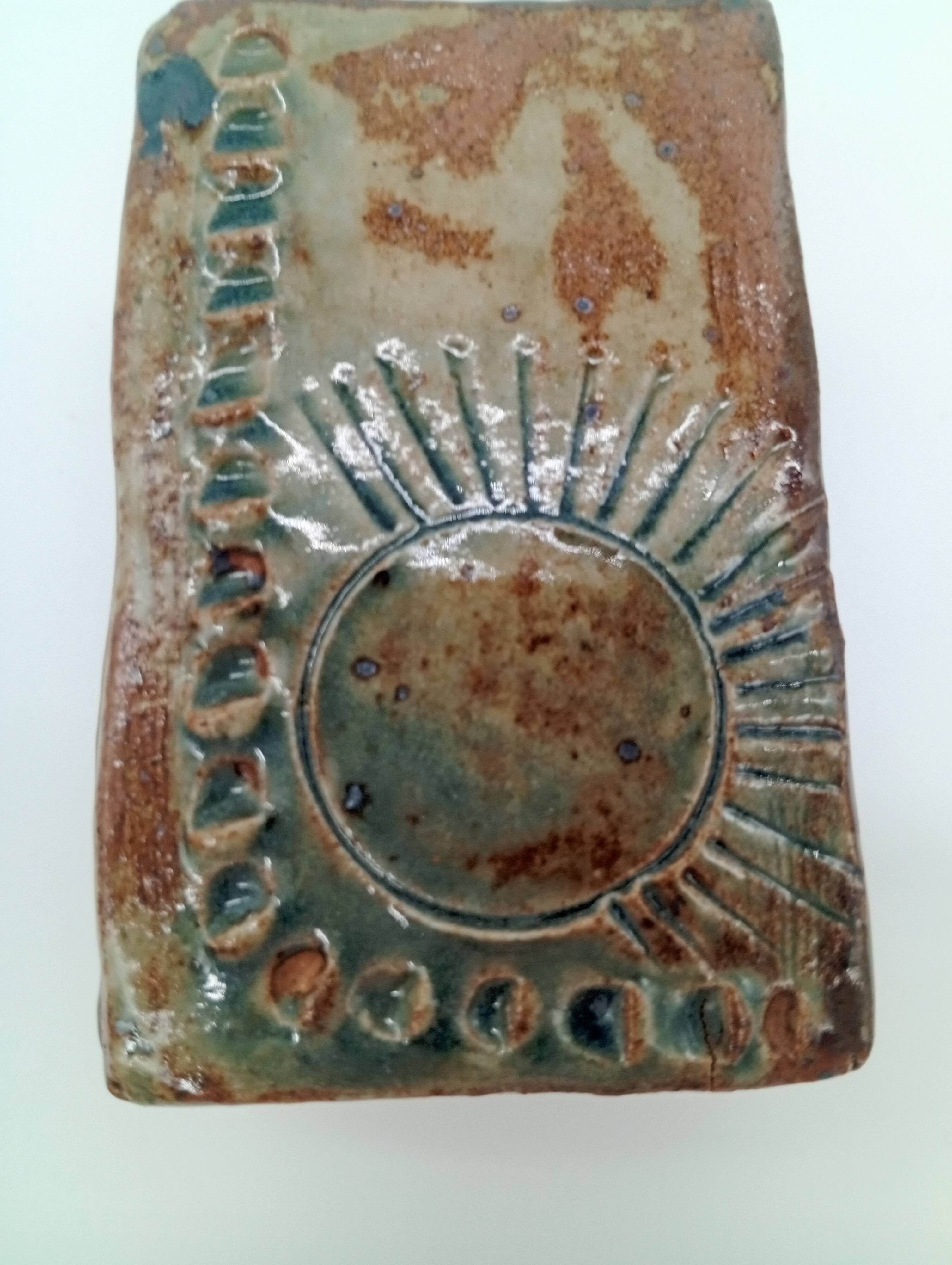 Vintage Ceramic Square Flower Vase Grès Pique Fleurs Scarified France 60