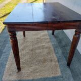 wooden table, almost square, extension possible