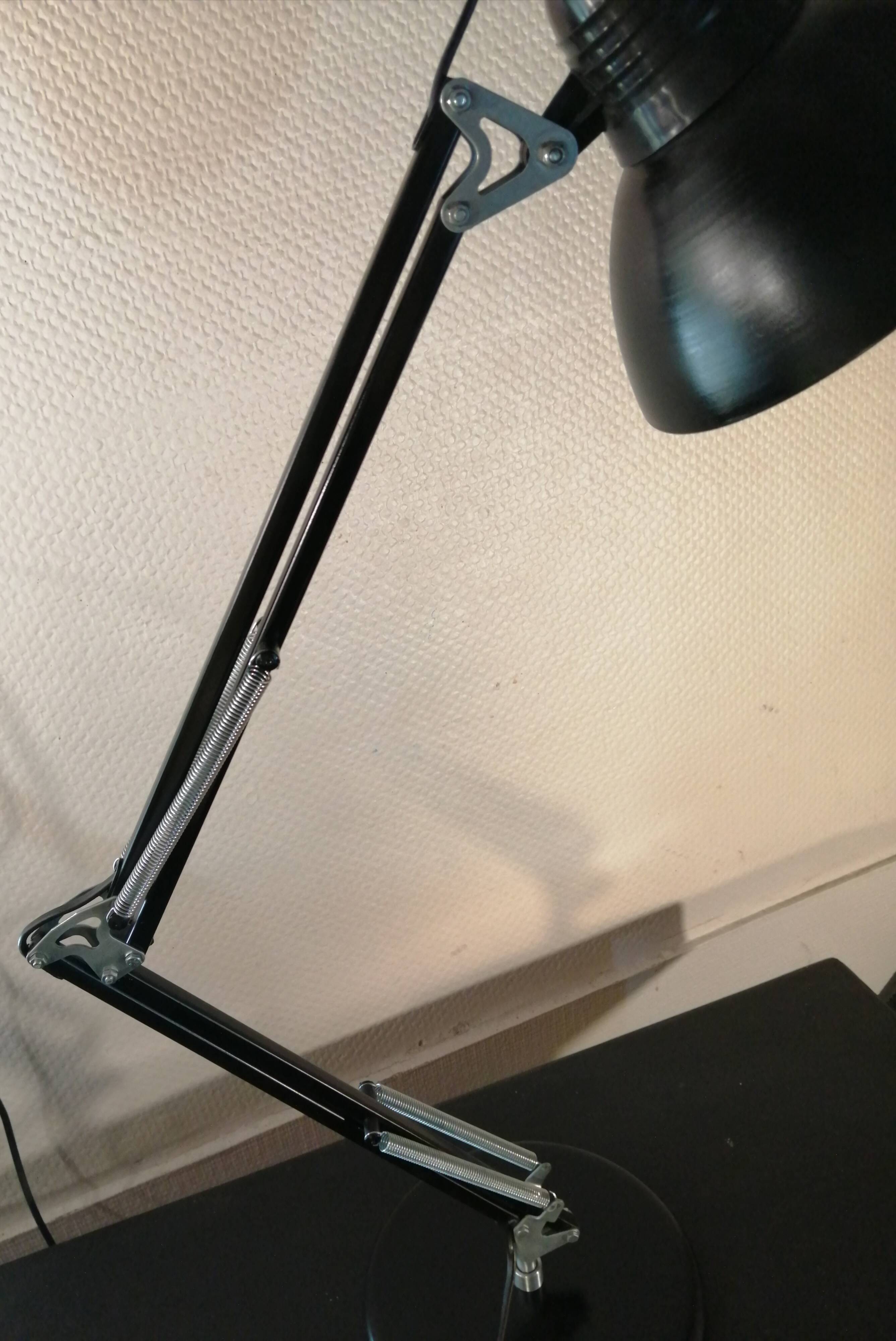 Large black Aluminor articulated desk lamp made in France vintage 1970