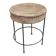 Round side table in woven straw and black steel