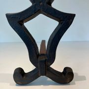 Pair of Cast Iron Chenets with Figurative Anthropomorphic Silhouette, by Raymon