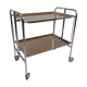 Chrome and laminated wood folding serving trolley, 1950