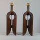 Very rare vintage pair of wooden table lamps by Temde