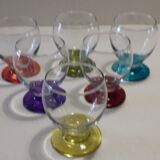 Suite of 6 multicolored blown glass glasses
