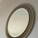 Round mirror ground crystal, Italy 70s, signed Lupi Cristal Luxor