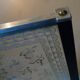 Silkscreened glass and wood tray vintage 50s