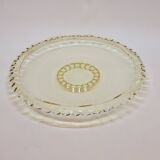 Coupe plate plat verre soufflé moulé coloré jaune miel Pierre D’Avesn Art Déco