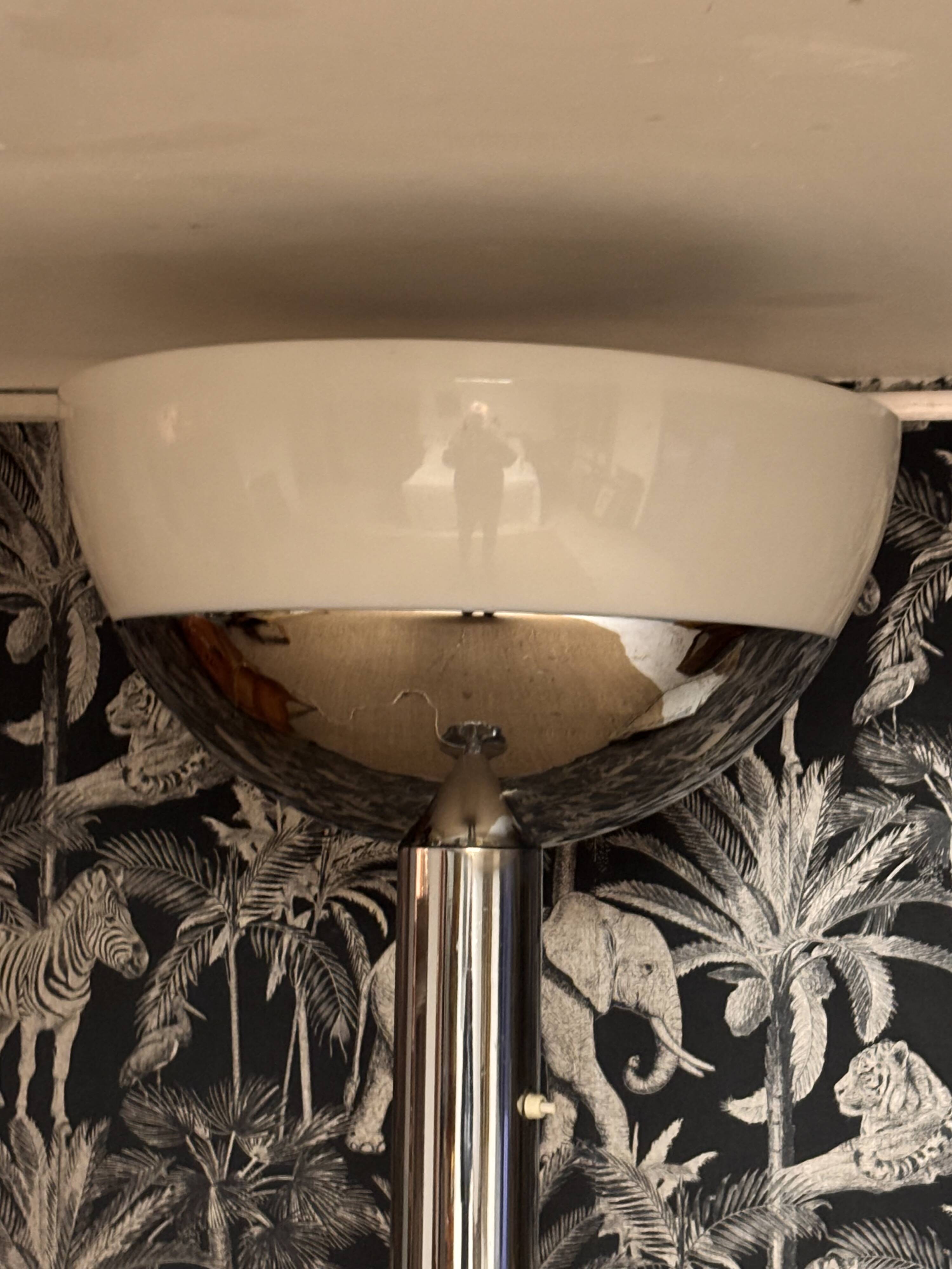 Lampadaire italien chrome 1970 vintage design