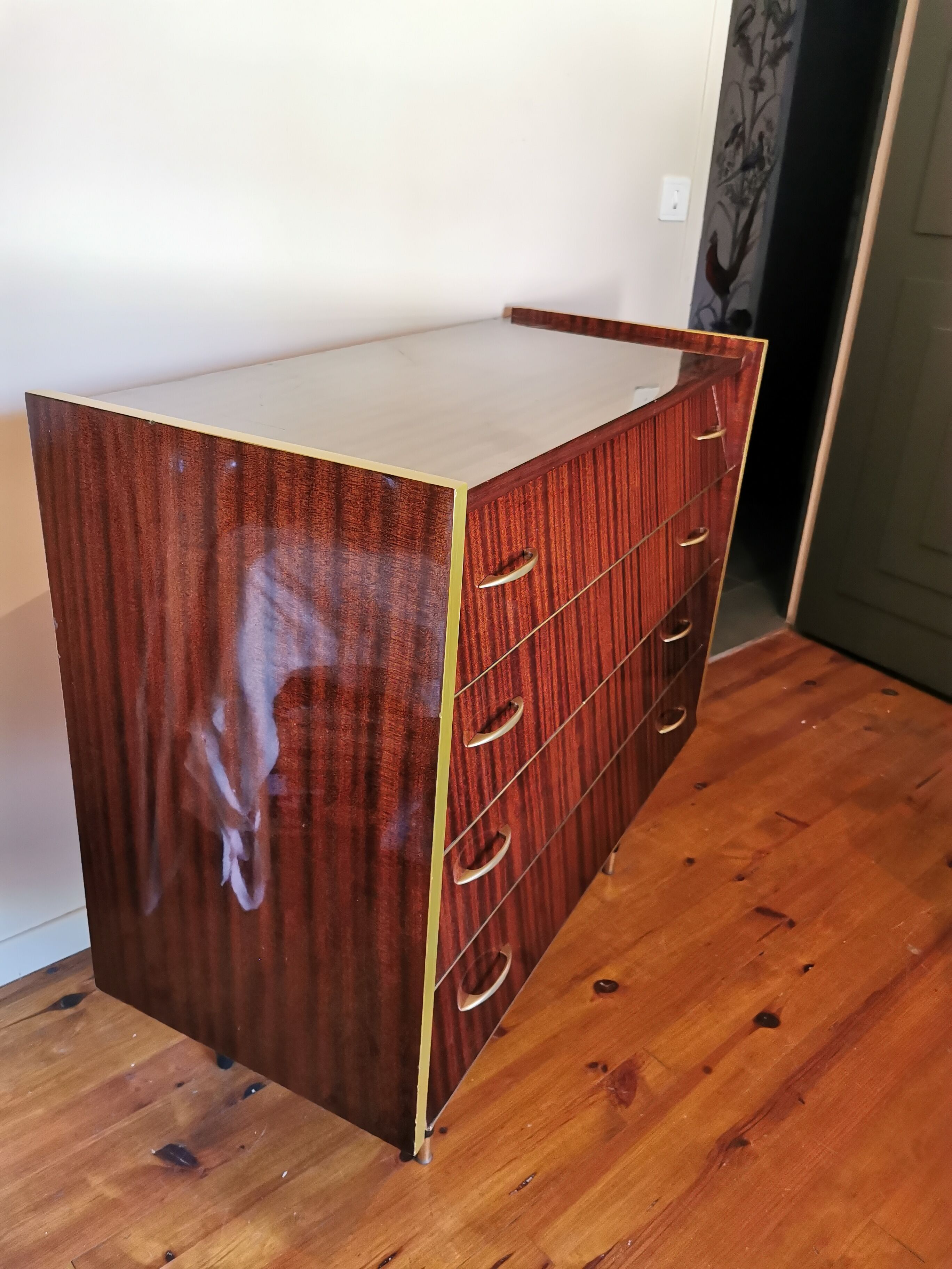 Large vintage chest of drawers 4 drawers restyled