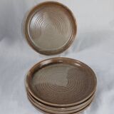 5 brown stoneware dessert plates