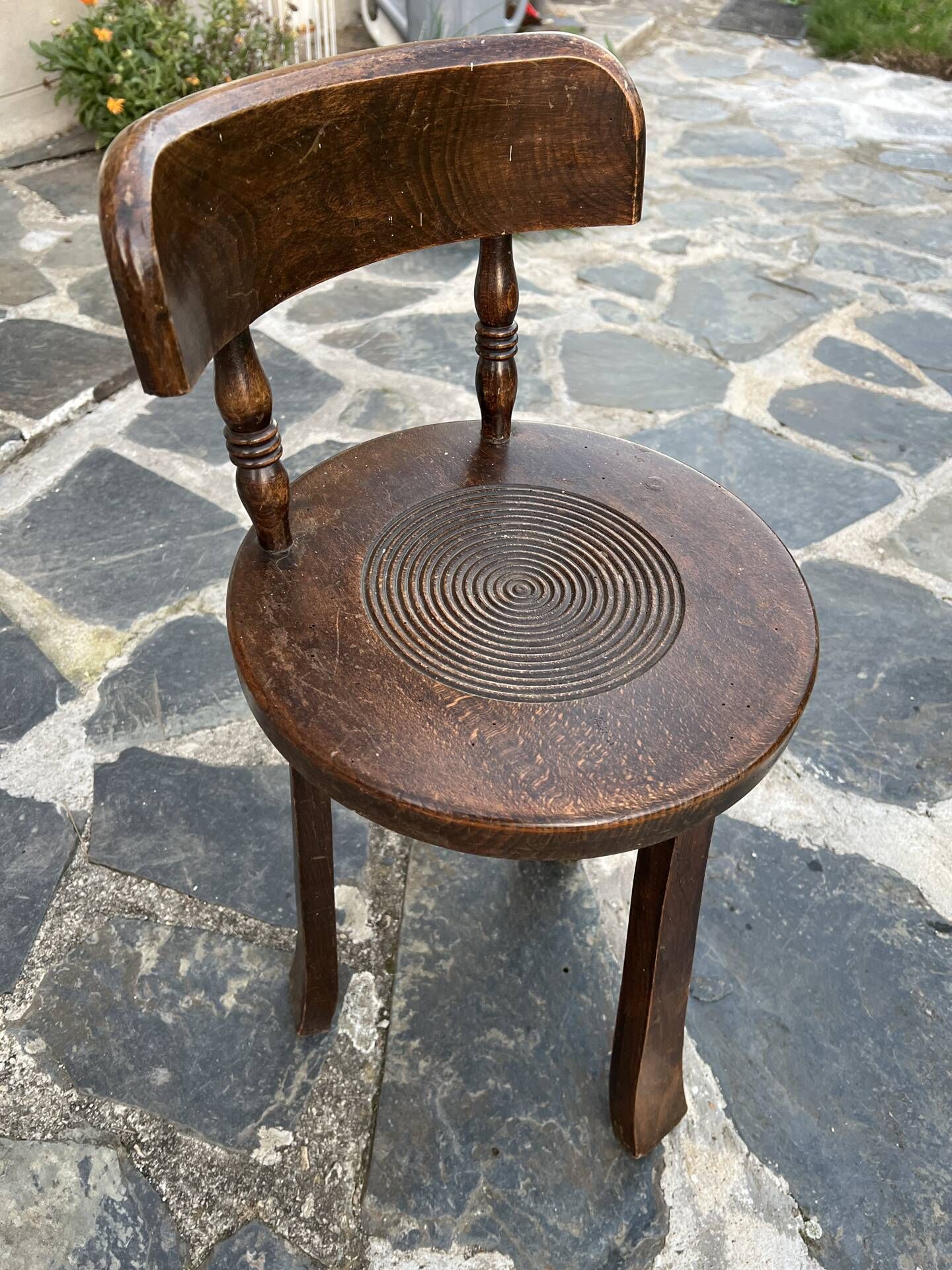 Brutalist tripod chair in the style of Charles Dudouyt – Popular art, 1940s