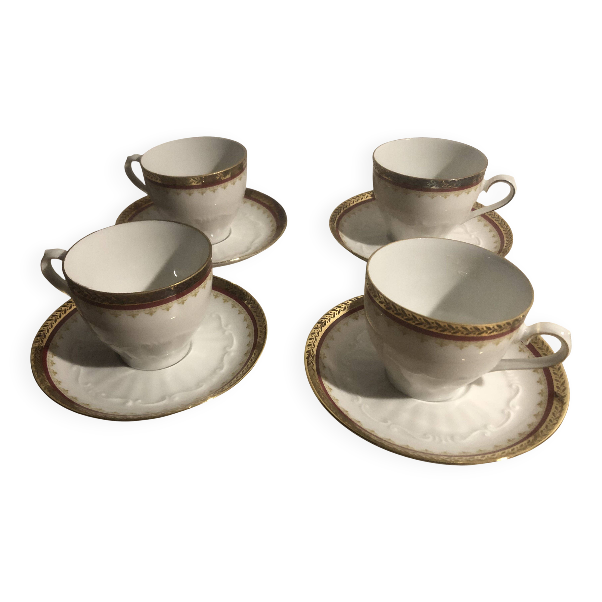 4 Bavarian porcelain coffee cups and saucers