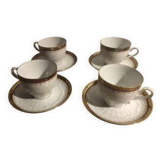 4 Bavarian porcelain coffee cups and saucers
