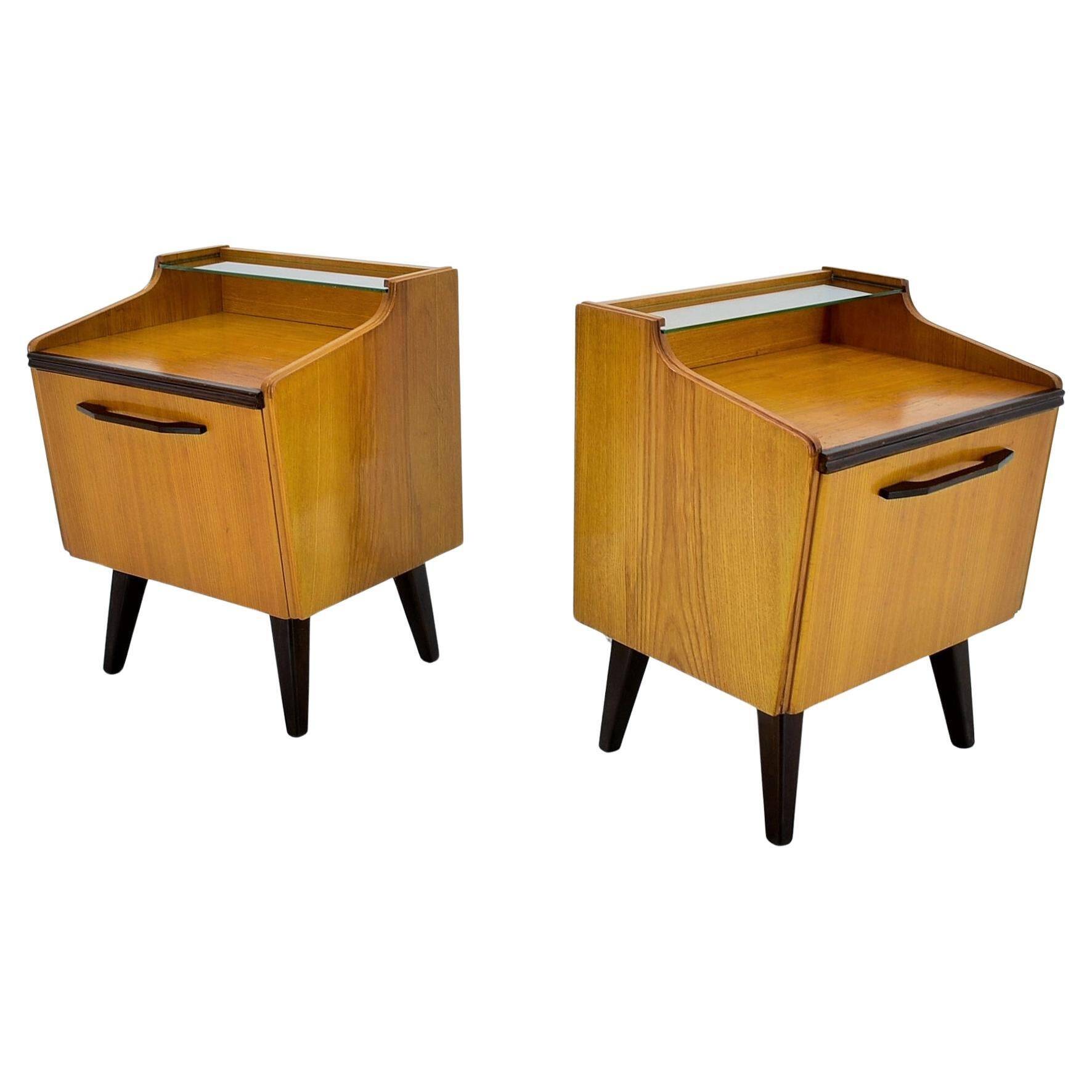1960s pair of midcentury bedside tables by Mojmir Požár, Czechoslovakia