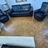 MAILLOL 3-seater sofa and 2 armchairs in leather - by DUVIVIER