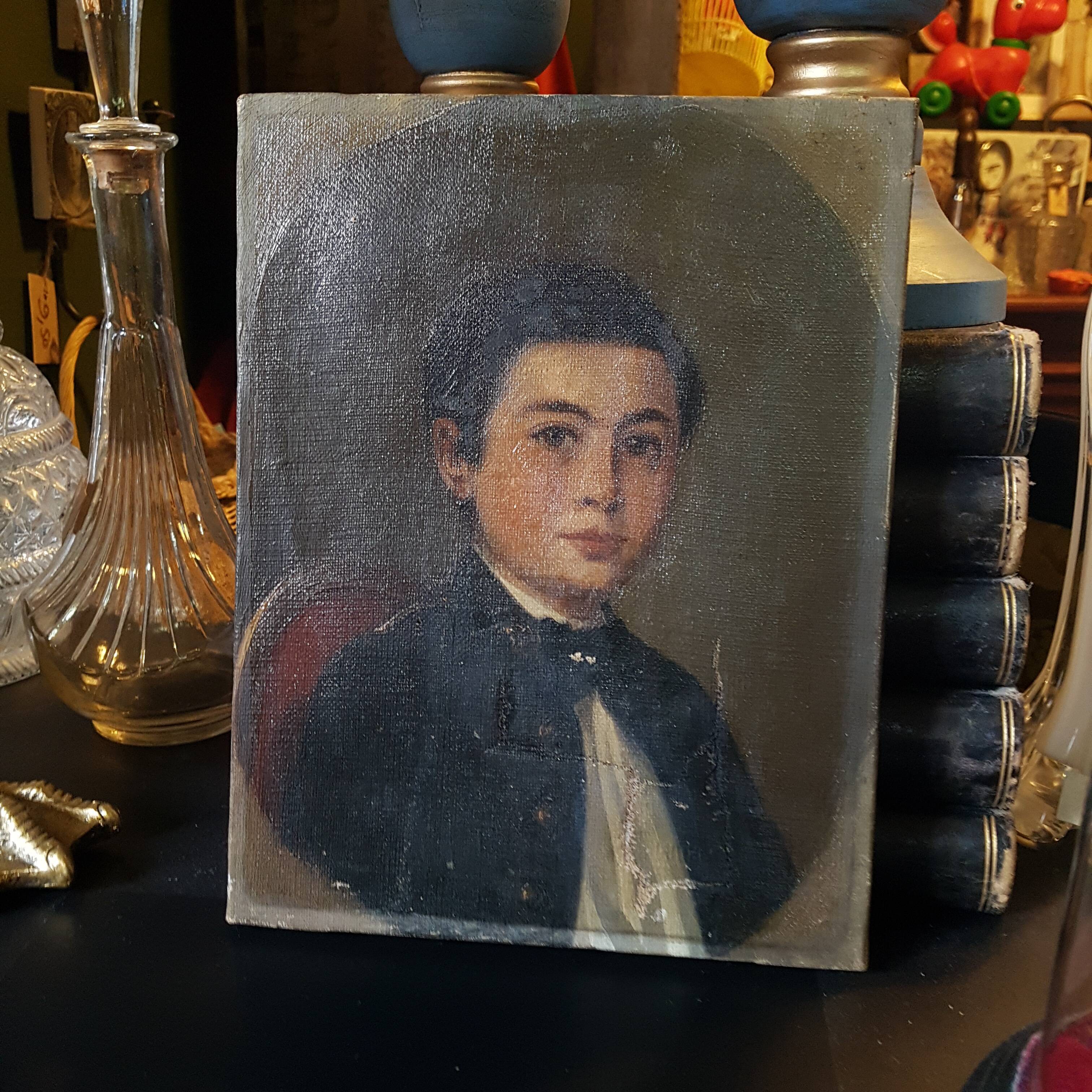 Children's portrait on canvas 19th