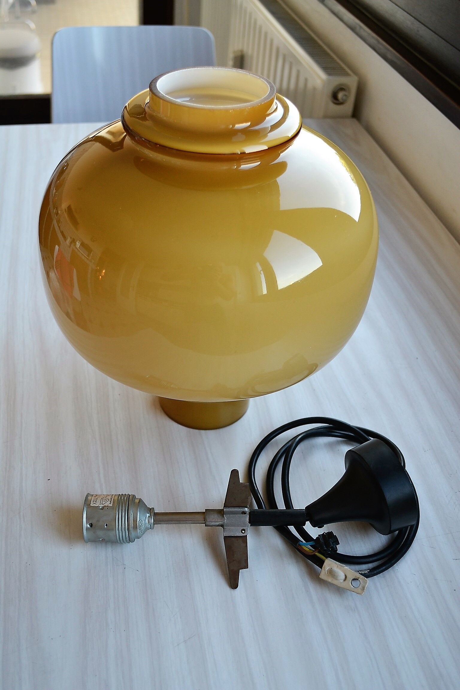 Atomic Age Staff Germany opaline hanging lamp 70