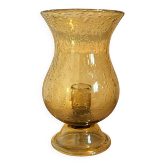 Old Vase Candle Holder Chandelier Blown Glass Bubbled Green BIOT